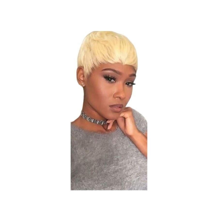 Blonde yaki straight tapered pixie wig for black women - United States / #613