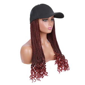 Braided baseball hair hat - Burgandy / Black Hat - Sport Cap Hair