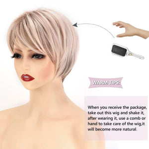 Gray mix platinum pink tint pixie with dark roots - New Arrivals