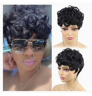 Classy curly tapered pixie cut wig