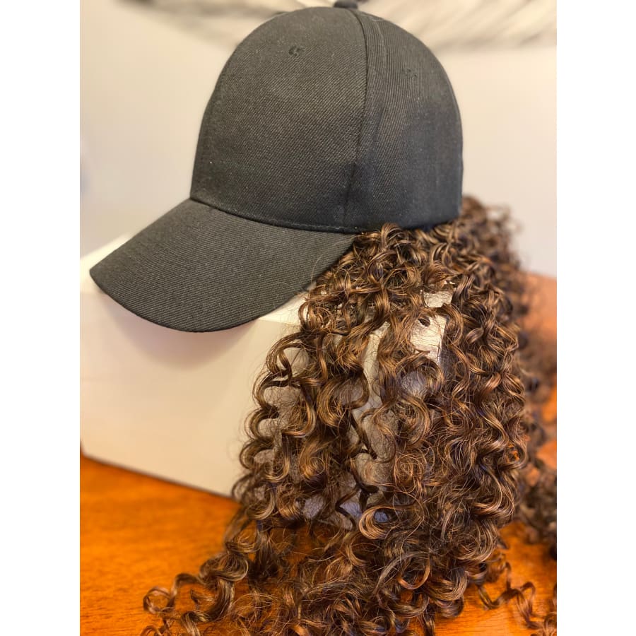 Weave Got the Look - Kinky curly baseball cap with hair
