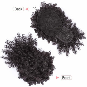 Kinky curly synthetic drawstring fluffy ponytail with bangs - 1B / 6 inches - Clip In