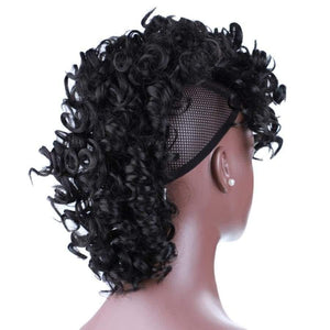 Soft curly faux mohawk clip in updo - #1B - Clip Ins