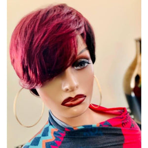 Tapered burgundy two-toned pixie cut wig