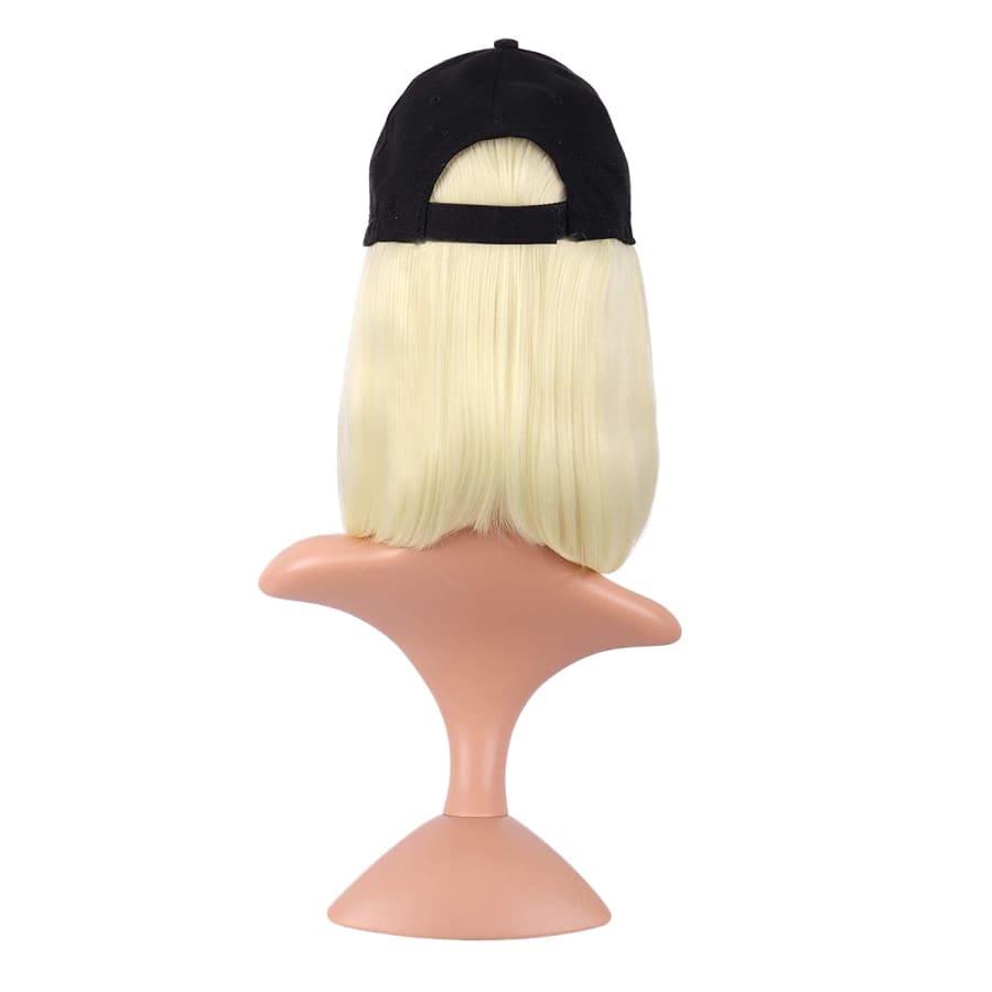 Top selling baseball cap with hair attached bob wig - Black Baseball Hair Hat